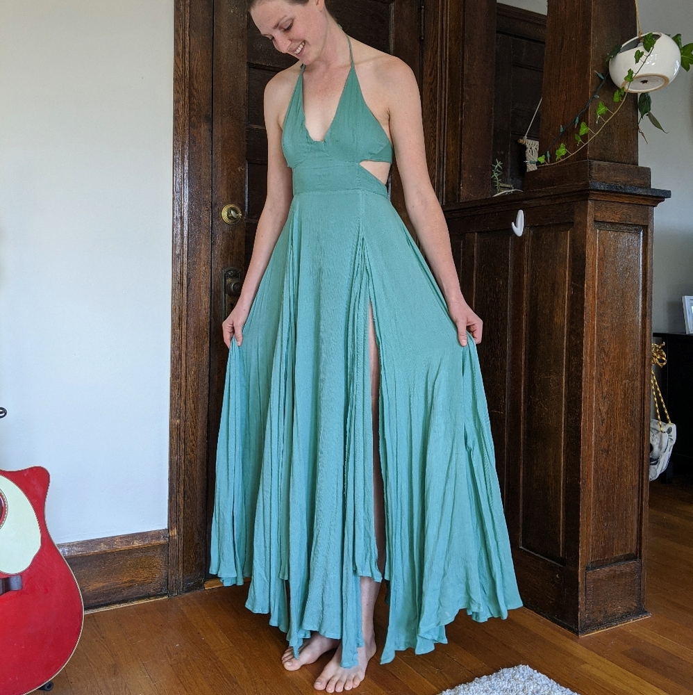 Free People Waterfall Halter Dress